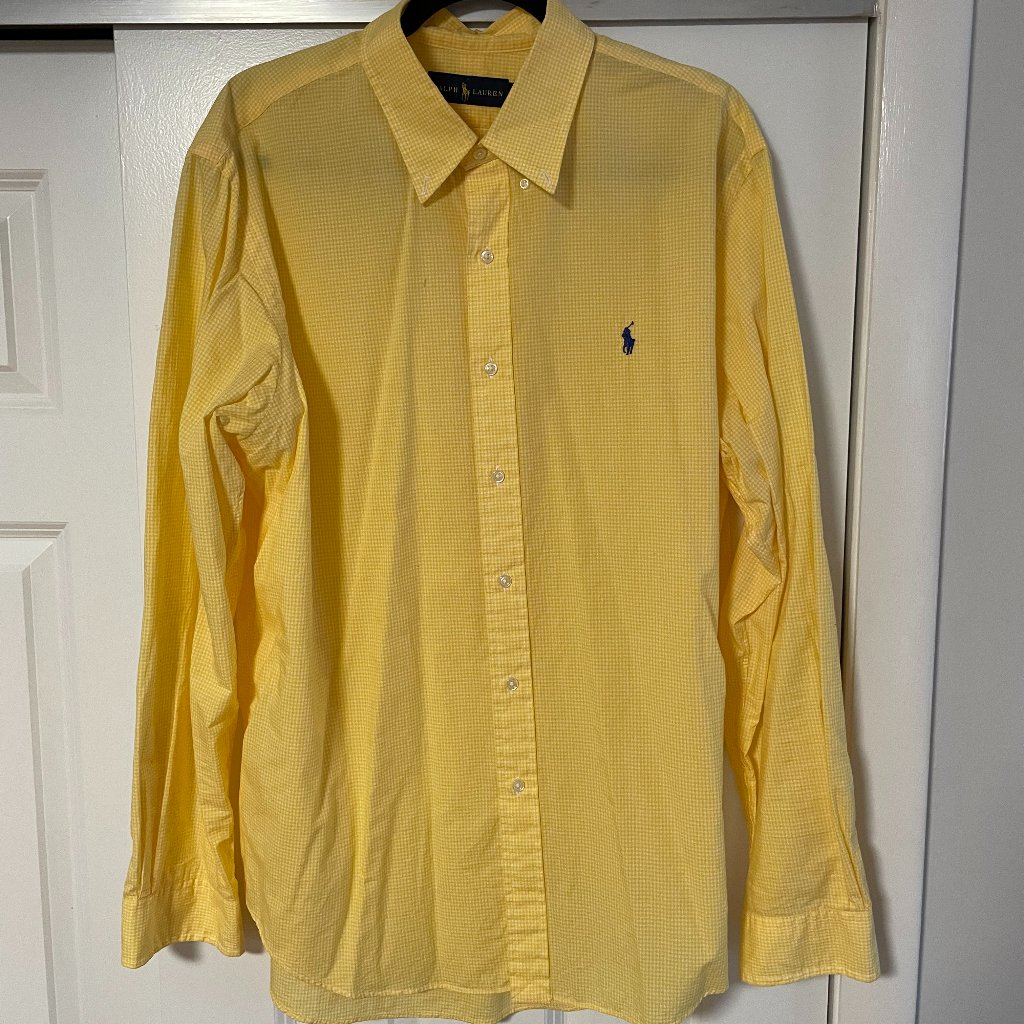 Ralph Lauren Button Down Shirt- Yellow And White Gingham Pattern